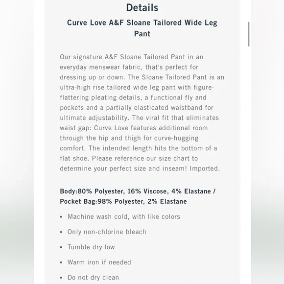 Abercrombie | Curve Love A&F Sloane Tailored Wide Leg Pants in Black - Picture 10 of 13